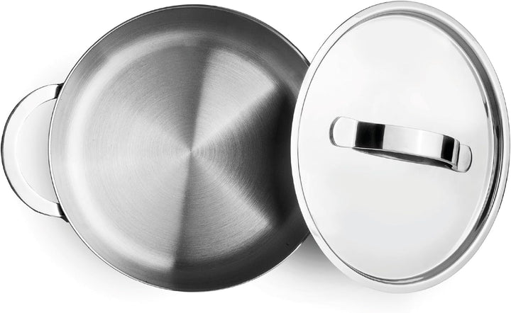IBILI - Kasserolle mit natürlichem Triply-Deckel, 16 cm, Edelstahl, induktionsgeeignet, ohne Antihaf
