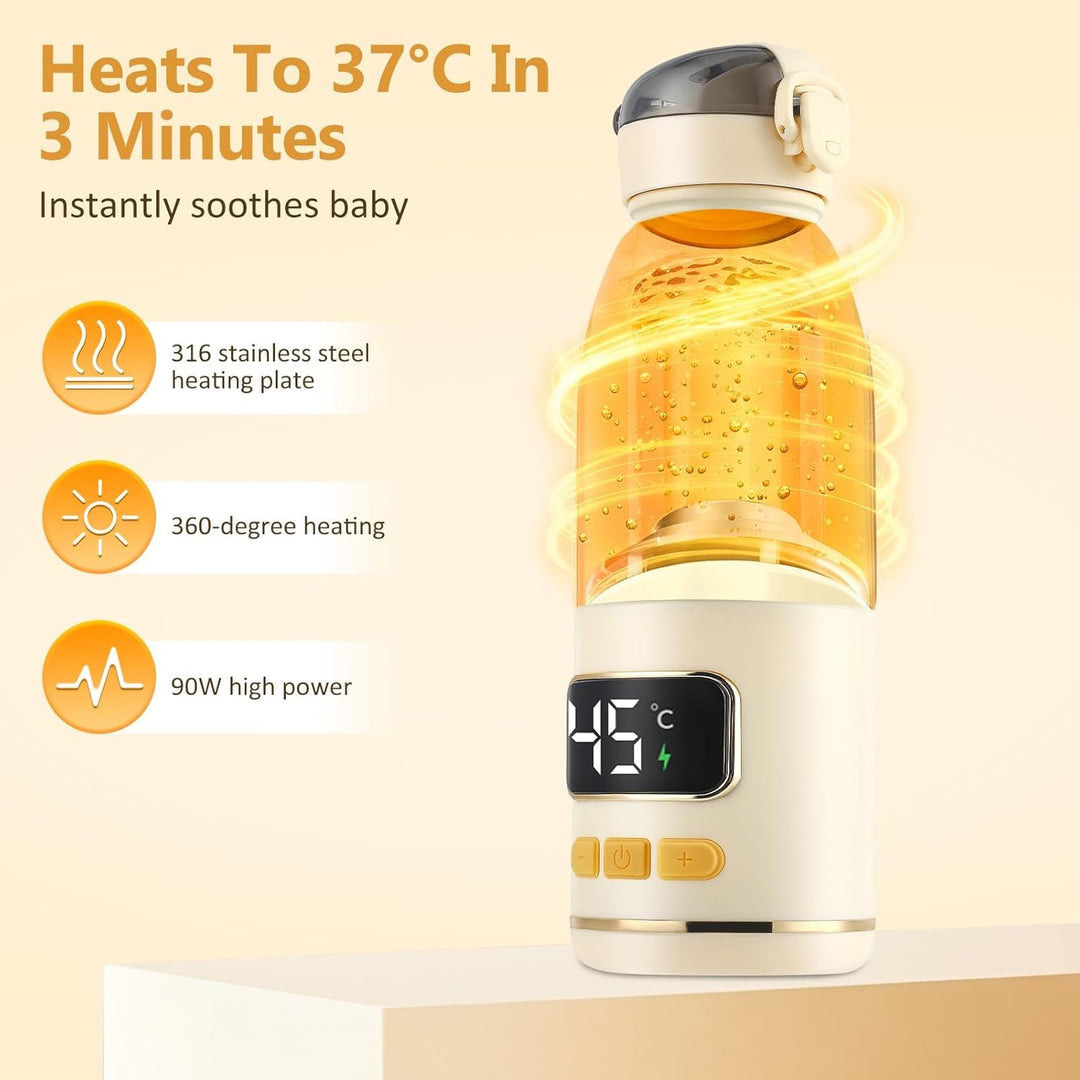 Flaschenwärmer Baby Unterwegs, Tragbarer Flaschenwärmer Baby Mit Bürste Für Unterwegs, 450ml 15000ma
