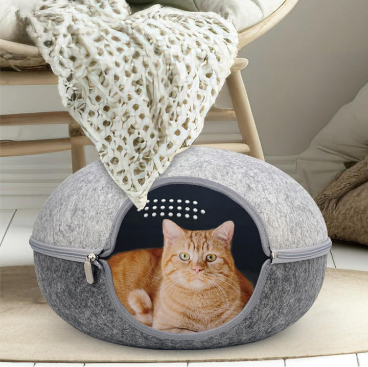 Lucky Sign Katzenhöhle aus Filz Komfortables und modernes Katzenbett mit weichem und waschbarem Kiss