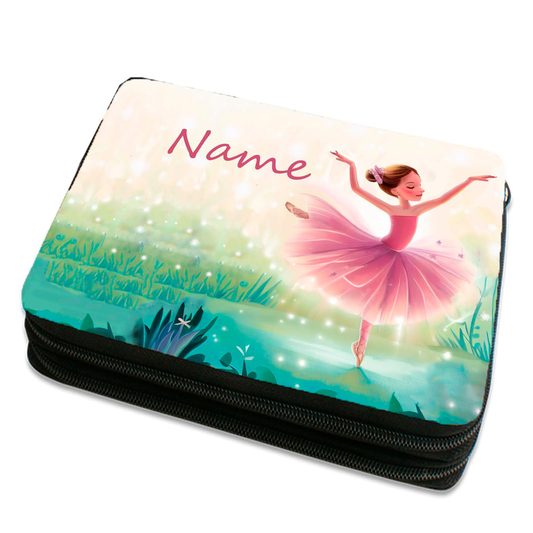 Doppeldecker Federmäppchen personalisiert, Ballerina, befüllt, Ballerina