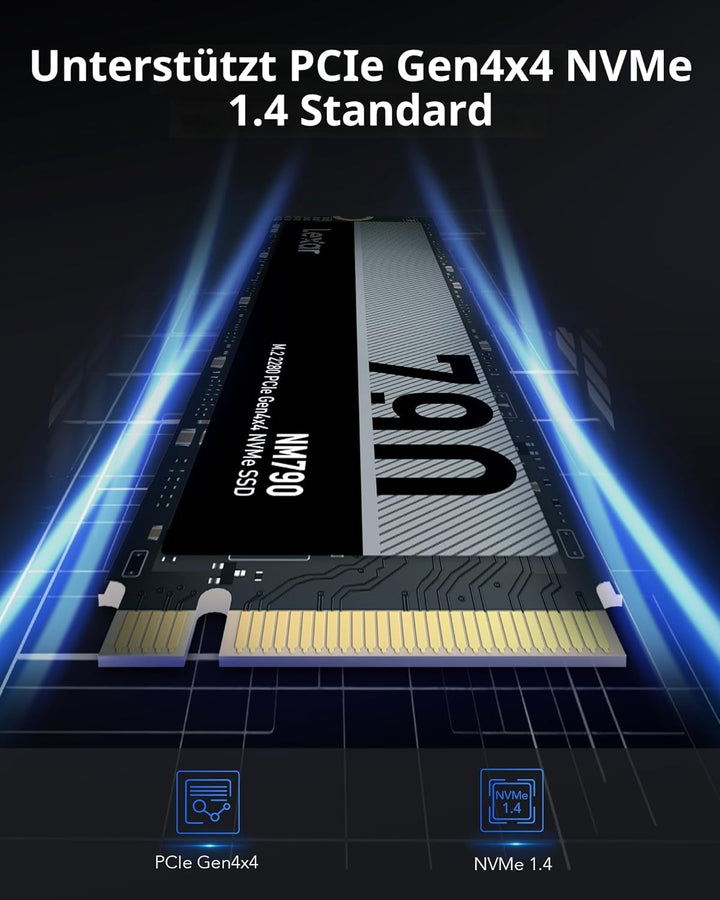 Lexar NM790 2TB Interne SSD, PCIe Gen4x4 NVMe 1.4 M.2 2280 SSD, Bis zu 7400MB/s Lesen, 6500MB/s Schr