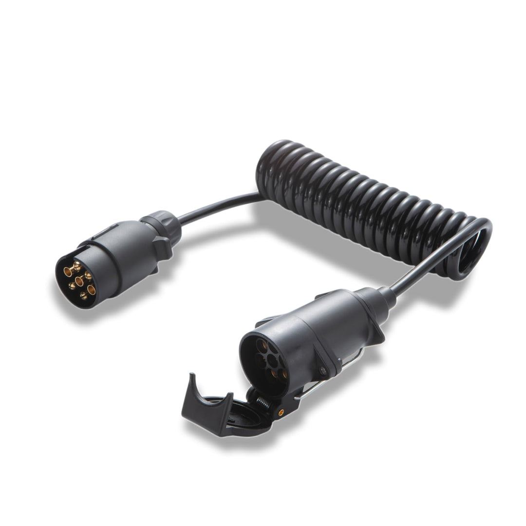 7 polig Anhänger Spiralkabel 2,5m, 7 polig Stecker - 7 polig Steckdose ISO 1724-12V, Anhänger Verlän