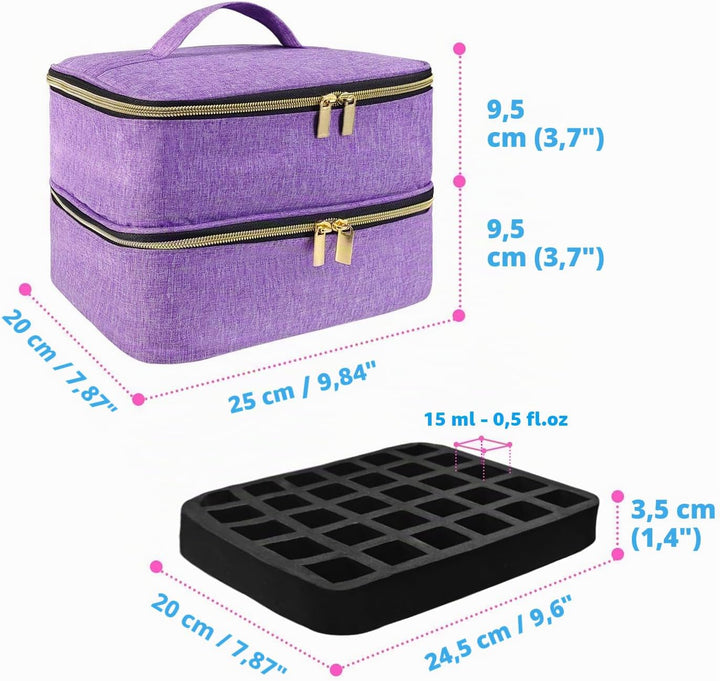 Nagellack Organizer Tasche, Doppelschicht Nagellack Aufbewahrung Box, Organizer Koffer für Nageldesi