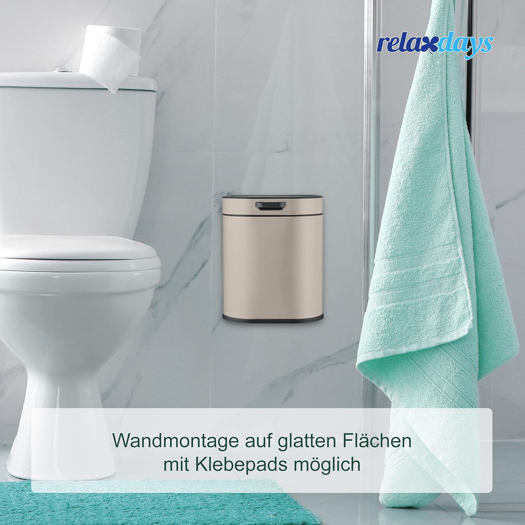 Relaxdays Mülleimer Wandmontage, 5 Liter, Einhängen oder Kleben, Inneneimer, Küchenabfalleimer, Badm