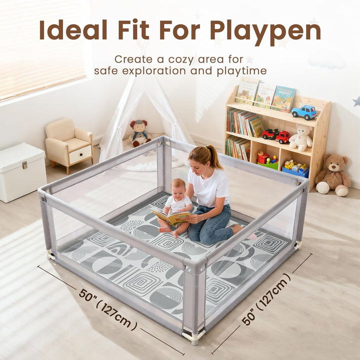 Teppich Krabbelmatte Baby 127x127x3cm, Spielmatte Krabbeldecke Turnmatte Spielteppich für Baby Kinde