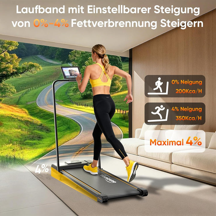 TISSCARE Laufband für Zuhause Büro, Leises Walking Pad mit Aufgerüsteter Lauffläche 140.7 cm & 55.5