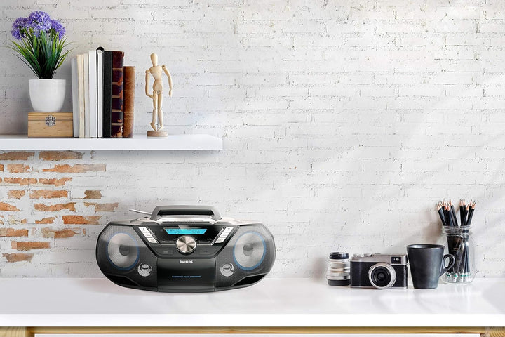 Philips AZB798T/12 CD-Sound-Maschine, tragbarer CD- und Kassetten-Player, DAB und FM Bluetooth, CD,