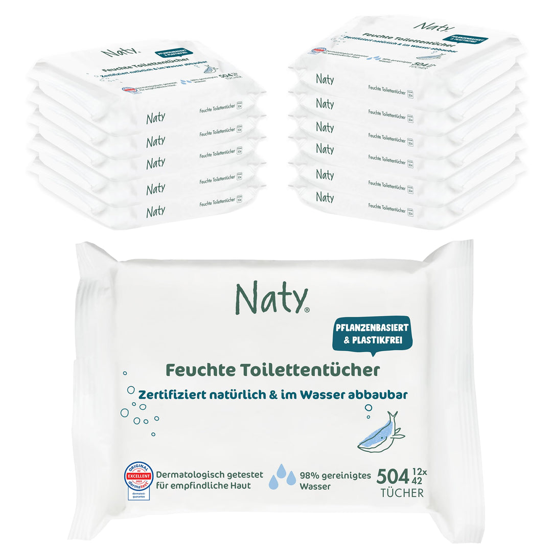 Eco by Naty Parfümfreies feuchtes Toilettenpapier – 100% Wasser kompostierbare und pflanzliche Tüche