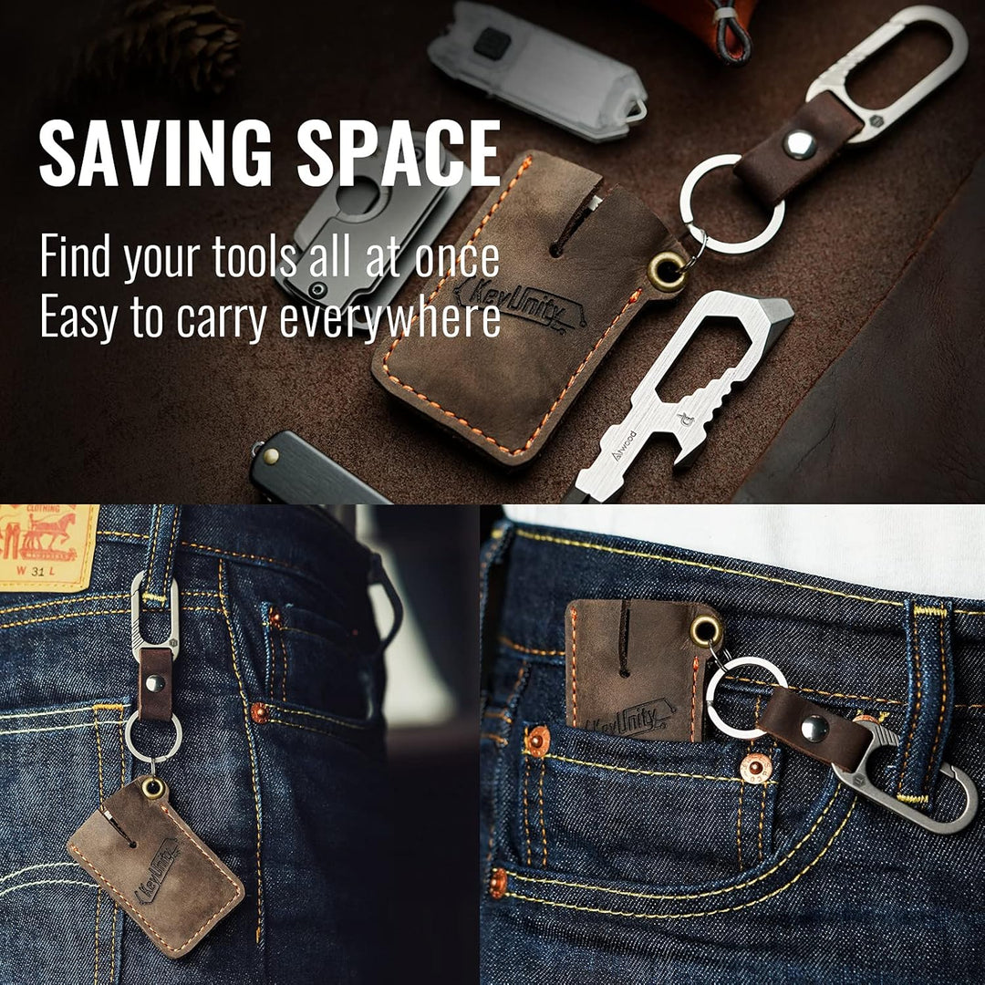 KeyUnity Handgenähte EDC Lederscheide, Kartenhüllen, Tasche Organizer Slip Beutel Ka03, Ka03