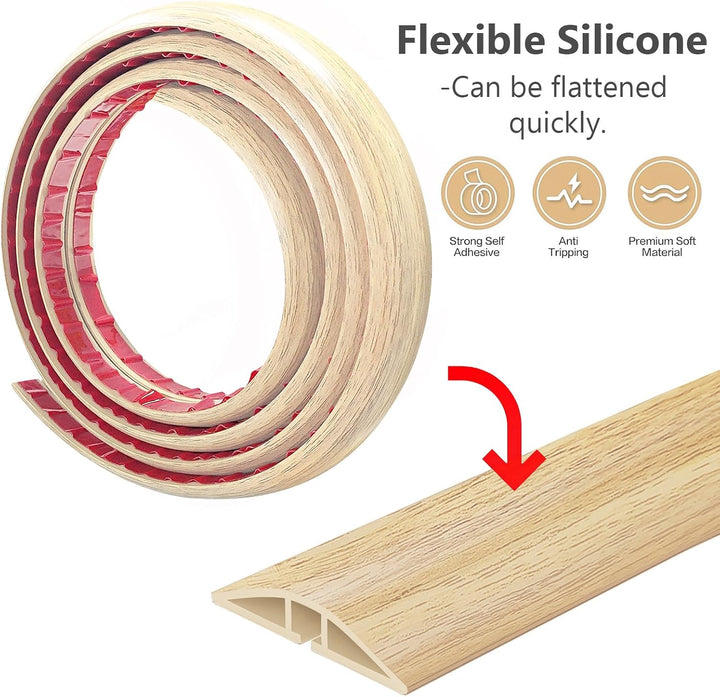 Flexibler Klein Kabelkanal, Selbstklebend Boden Kabelbrücke, 5M x 5cm Flexibler Kabelabdeckung Kabel