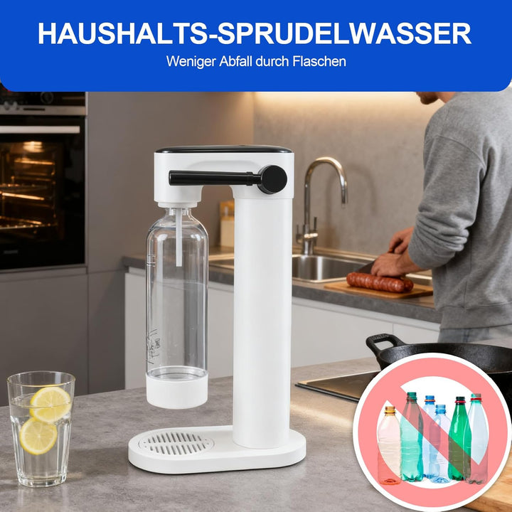 Wassersprudler Weiss inkl. 1 Liter Flasche, Stylisch und platzsparend, Höhe 42,3 cm 192, 192