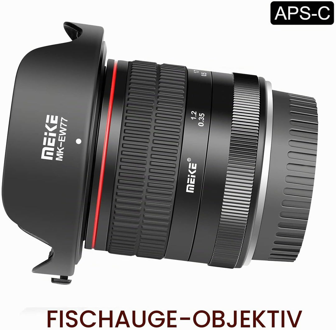 Meike 8mm f3.5 Ultra Weitwinkel Fisheye Objektiv für Canon EOS EF Mount DSLR Kameras EOS 70D 77D 80D