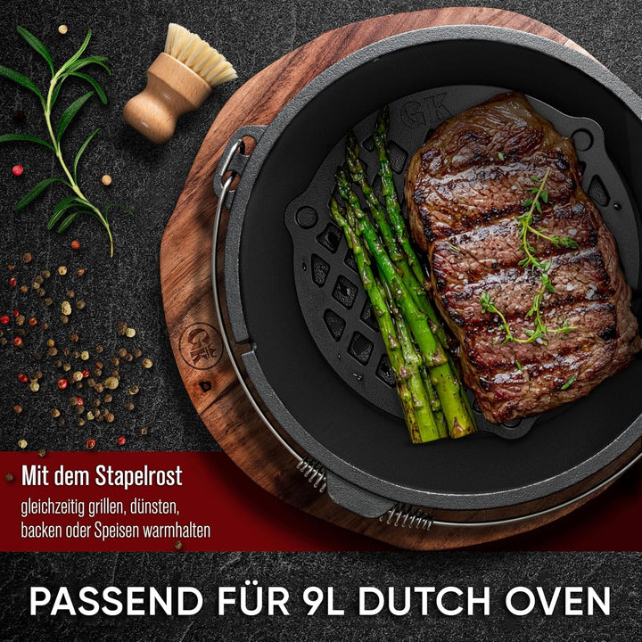 Gusskönig Gusseisen Stapelrost 24,7x 23,9 cm- Staple grate für 9 Liter Dutch Oven - Einsatz für Dutc