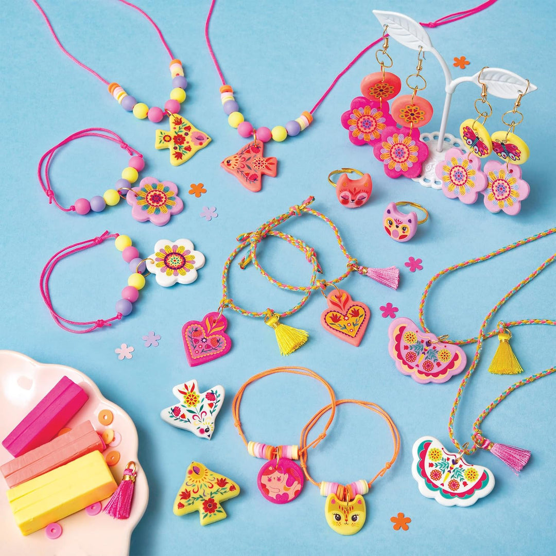 Janod J09186 Janod-16 Freundschaftsschmuck Polymer Charms zum Selbermachen-Bastelpackung-Fördert die