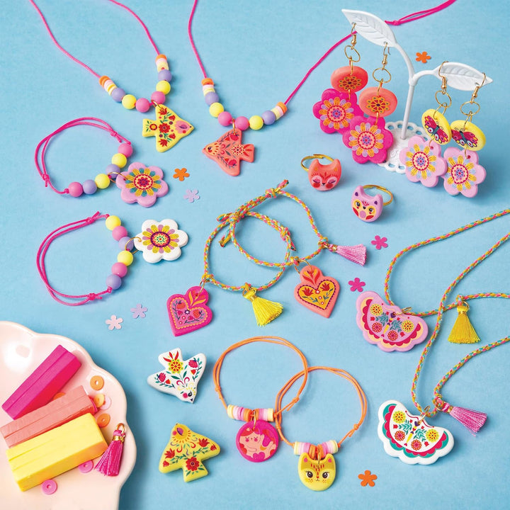 Janod J09186 Janod-16 Freundschaftsschmuck Polymer Charms zum Selbermachen-Bastelpackung-Fördert die