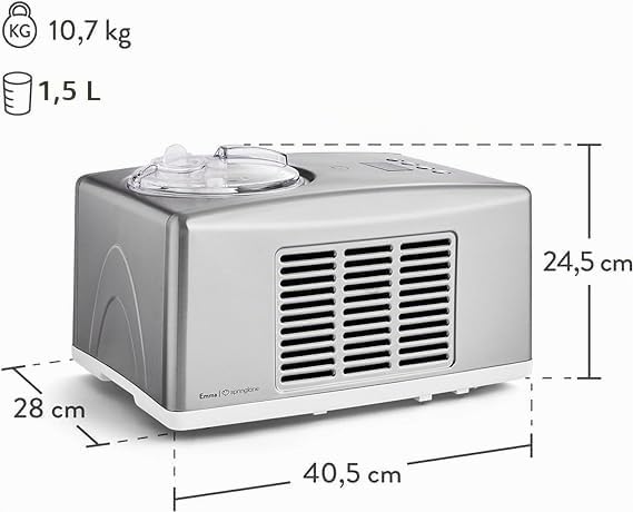 SPRINGLANE Eismaschine Emma 1,5 L mit selbstkühlendem Kompressor 150 W, aus Edelstahl mit entnehmbar