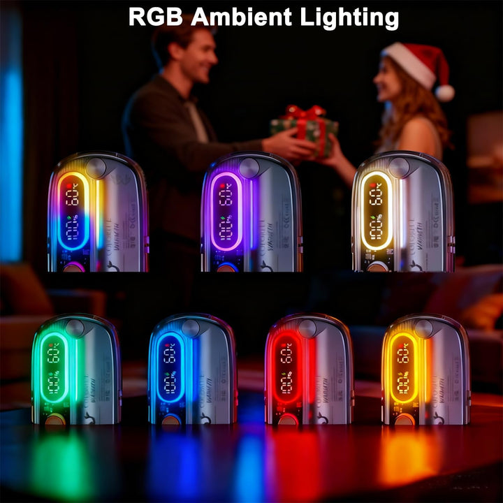 Handwärmer Elektrisch 2 Pack, Taschenwärmer Wiederverwendbar Magnetische Hand Warmers mit RGB-Beleuc