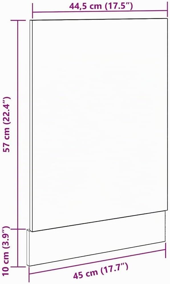 vidaXL Geschirrspülerblende Betongrau 45x3x67 cm
