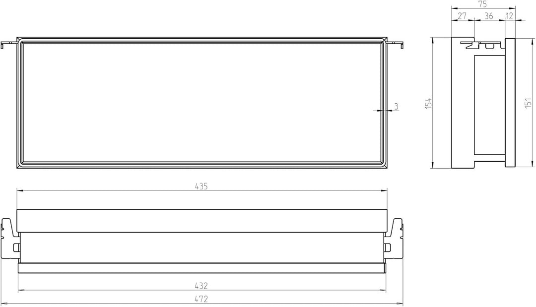 SOTECH Dispensa Tandem Side Einhängetablar Arena Classic Silbergrau für 60er Schrankbreite 435 x 154