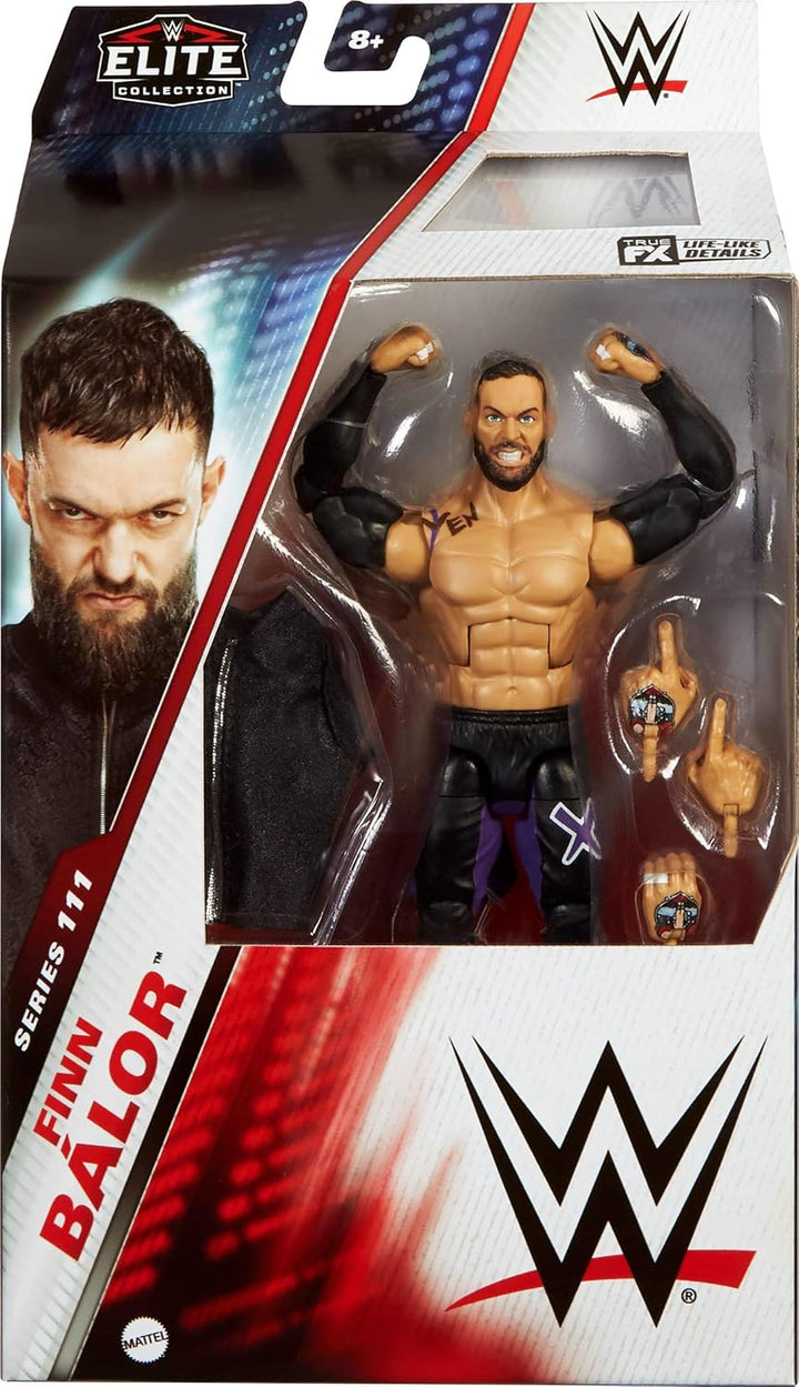 Mattel WWE Elite Actionfigur &amp; Zubehör, 15,2 cm grosses Sammlerstück Finn Balor mit 25 Gelenkpunkten