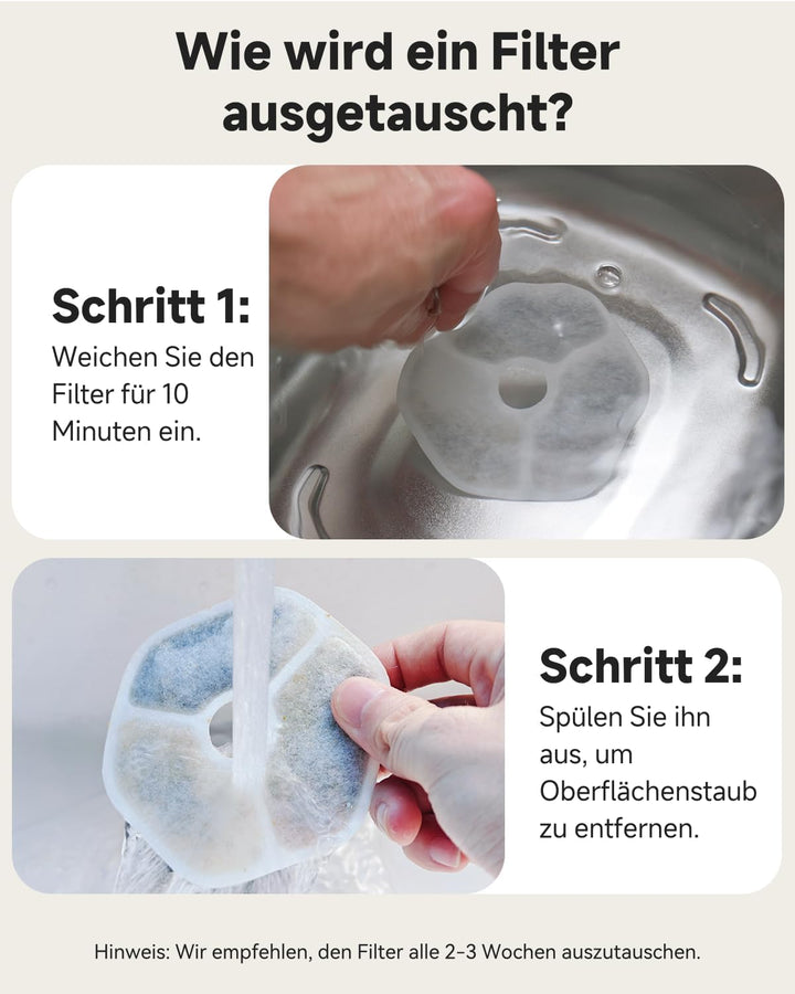 Katzenbrunnen Filter, 3er-Pack Katzen Wasserbrunnen Ersatzfilter für APD APETDOLA 4,5 L Edelstahl-Ti