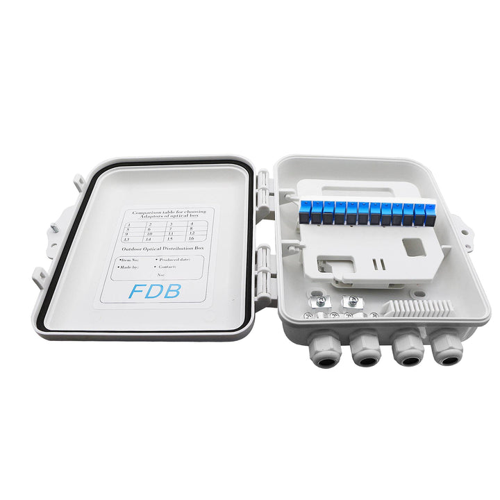 FTTH Faserverteiler-Box, 12 Kerne, Polypropylen, wasserdicht, enthält 1 x FTTH-Glasfaser-Verteilerbo