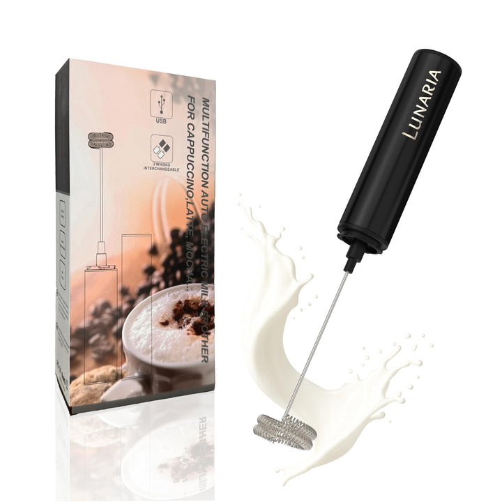 LUNARIA Elektrischer Milchaufschäumer Stab – Akku & USB – Handheld Milchschäumer Quirl Rührstab für