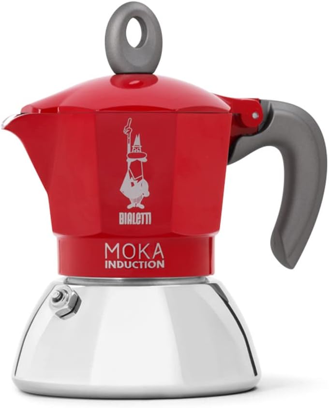 Bialetti - Moka Induction, Moka-Kanne, Geeignet für Alle Herdarten, 2 Tassen Espresso (100ml), Rot 2