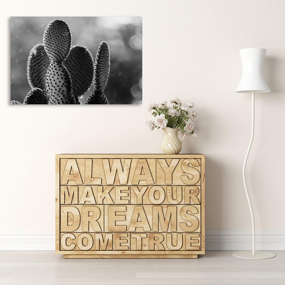 Feeby. Wandbilder - 1 Teilig- 70x100 cm - Bilder Kunstdrucke Deko Panel, KAKTUS, NATUR, SCHWARZ UND