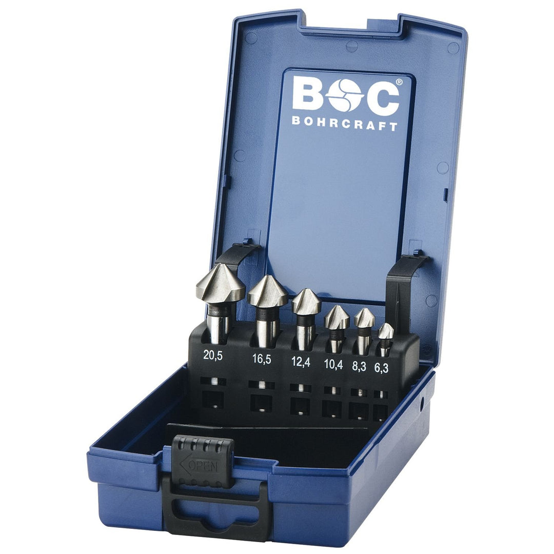 BOHRCRAFT Kegelsenker-Satz DIN335C 90 Grad HSS-E Co 6-teilig i.Metallkassette, 1 Stück,17101330006