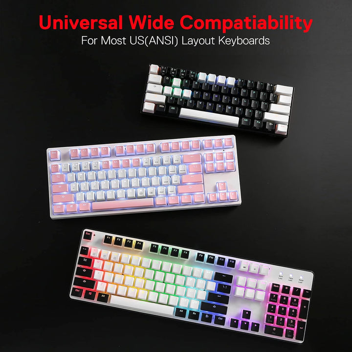 Redragon A130 Schwarze Pudding Tastenkappen, 104 Tasten Standard Doubleshot PBT Tastenkappensatz mit