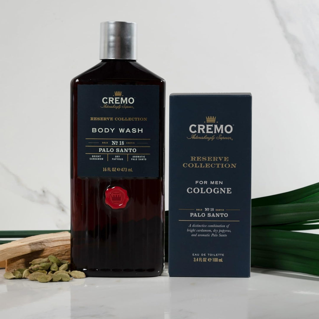 CREMO PALO SANTO Geschenk Set für Männer - Eau de toilette 100ml + Gel Douche 473ml - holziger Duft