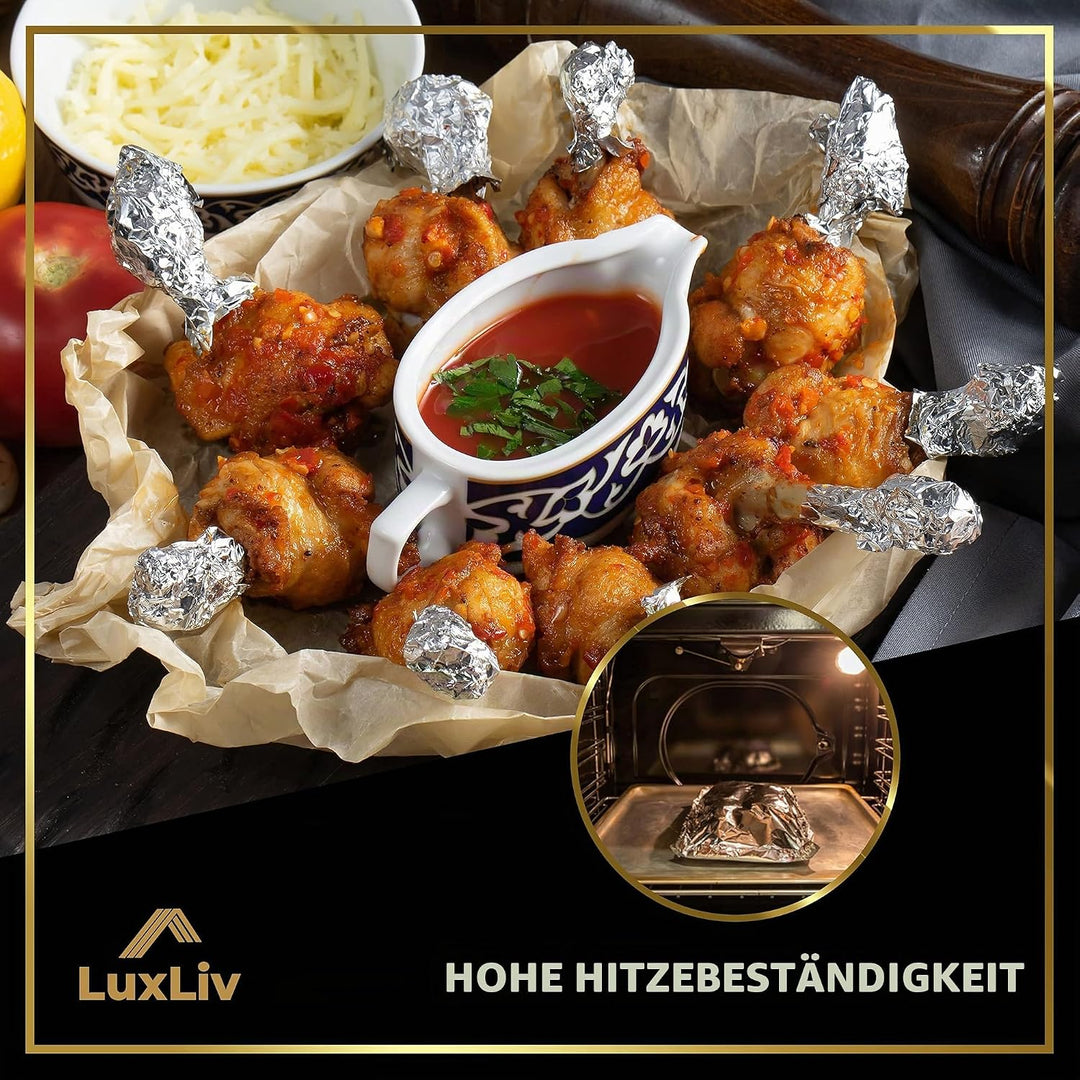 LuxLiv ® 50 m Alufolie - Hochwertige, robuste 20 Mikron dicke Folie, 30 cm breite Küchenfolie für Ca