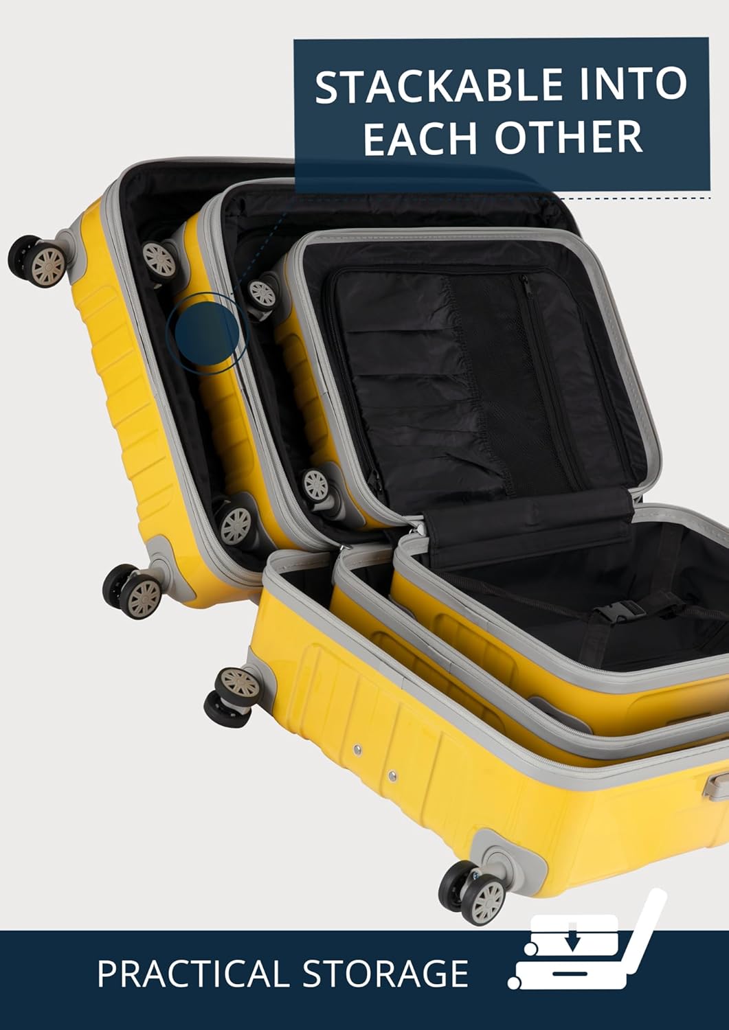 suitline - Hartschalen-Koffer Koffer Trolley Rollkoffer Reisekoffer, TSA, 66 cm, ca. 58 Liter, PC gl
