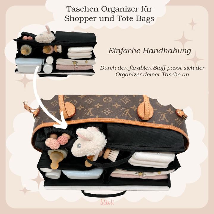 Windeltasche für Newborn Baby Essentials, Handtaschen Organizer für Eltern, Taschenorganizer mit Fac