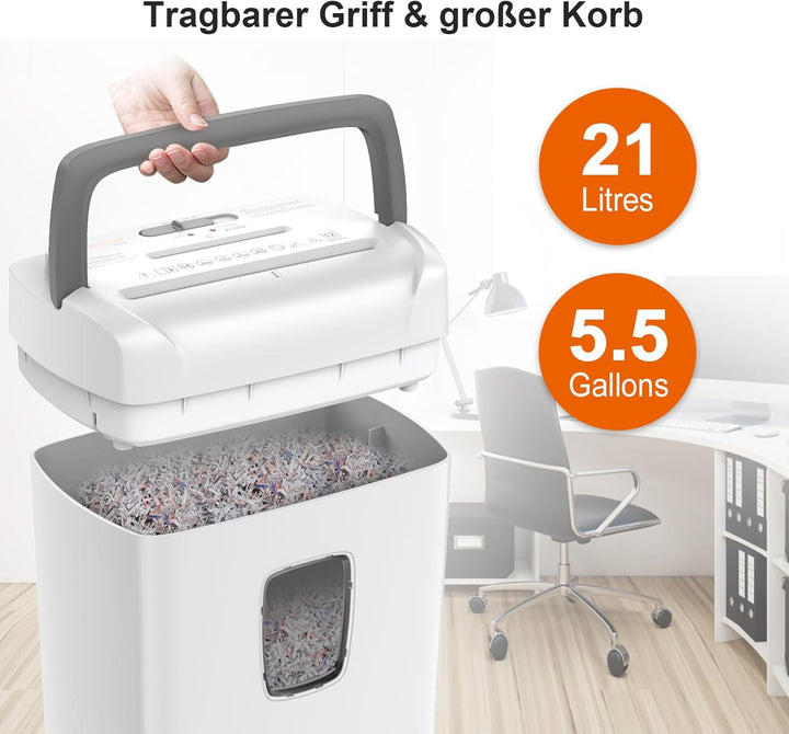 Bonsaii Aktenvernichter, 12-Blatt Kreuzschnitt, P4, Shredder Kreditkarten/CDs/Klammern, Geeignet für