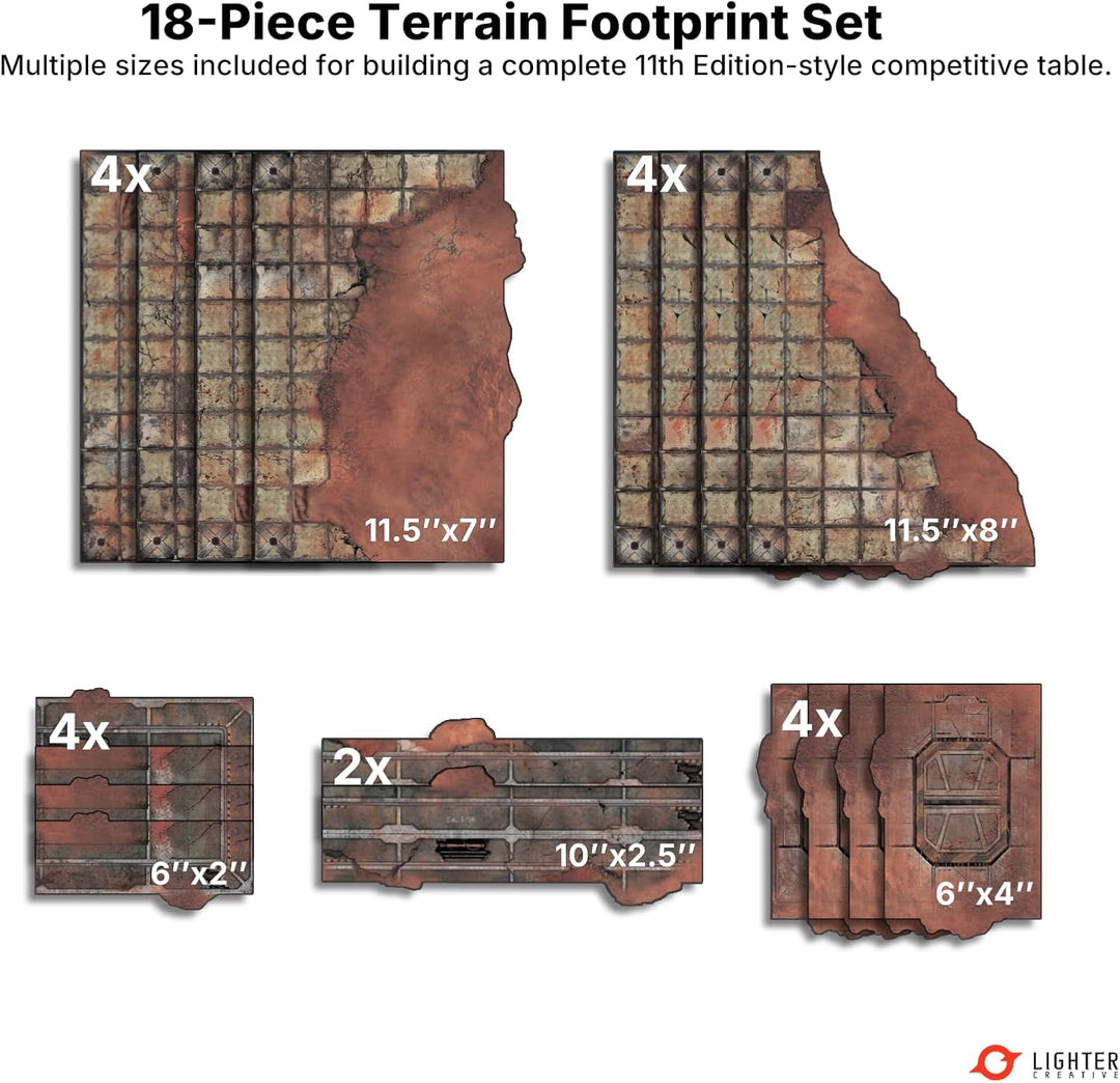 18pcs Footprints Terrain Bases for WH40K Tournament 11th Edition - Aus Kunstleder