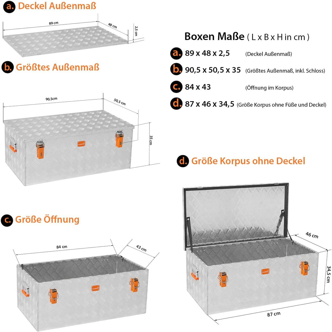 alubox Werkzeugkiste Riffelblech ABX-RL140 Aluminium 1,5mm Werkzeugkiste leicht und robust 140 Liter