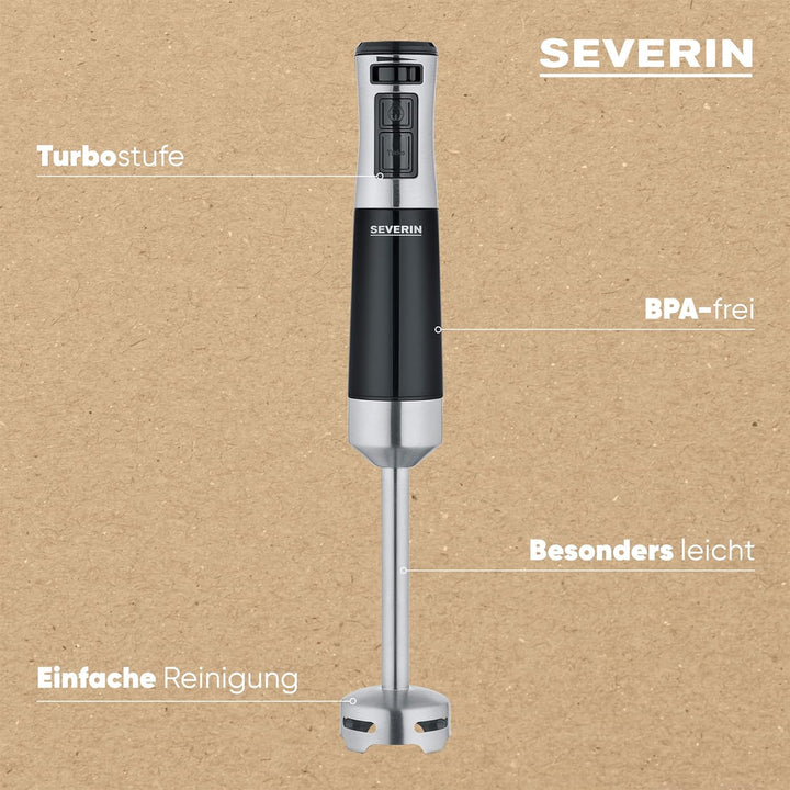 SEVERIN Stabmixer zum Pürieren und Zerkleinern, Mixstab mit stufenloser Geschwindigkeitseinstellung,