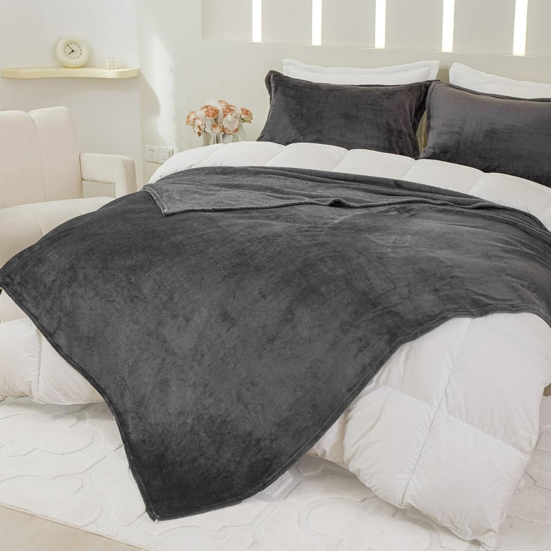 Kuscheldecke Flauschig Winter Warm Grau Dunkelgrau Fleecedecke Kuscheldecke 180x200 Weich Kuschelig
