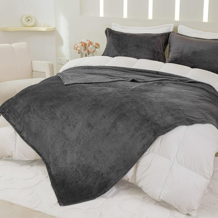 Kuscheldecke Flauschig Winter Warm Grau Dunkelgrau Fleecedecke Kuscheldecke 180x200 Weich Kuschelig