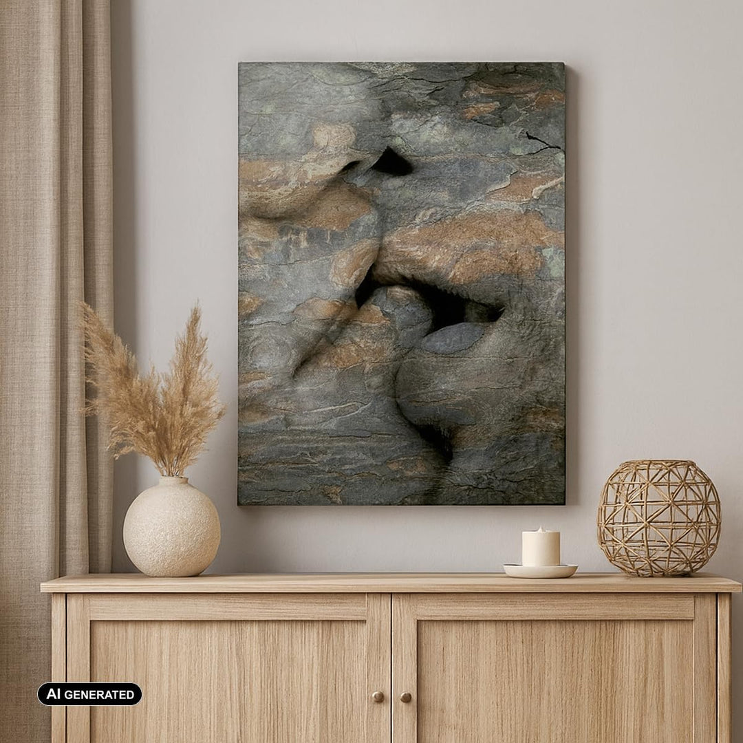Bilder auf Leinwand Frau Mann Kuss Abstraktion Leinwandbild mit Rahmen 45x80cm Wandbilder Dekoration