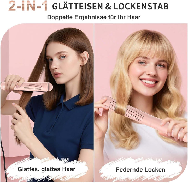 iToncs 2 in 1 Air glätteisen Locken und Glätten mit 360°Kühlluft, Reduziert Hitzeschäden, für schnel
