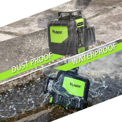 Huepar 902CG 2 x 360 Kreuzlinienlaser Grün, 360 Grad Linienlaser Selbstnivellierenden Laser Level mi