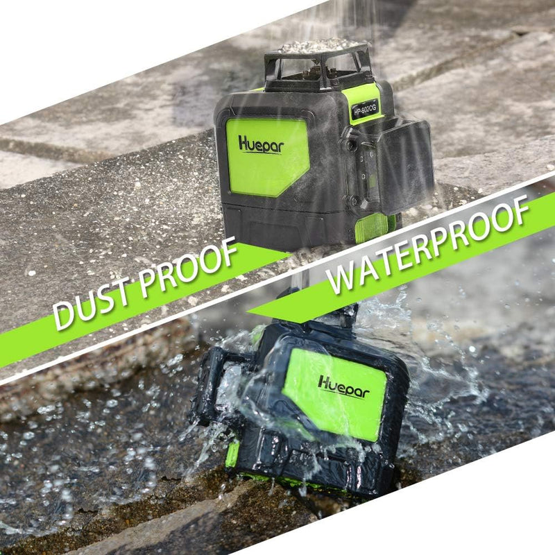 Huepar 902CG 2 x 360 Kreuzlinienlaser Grün, 360 Grad Linienlaser Selbstnivellierenden Laser Level mi