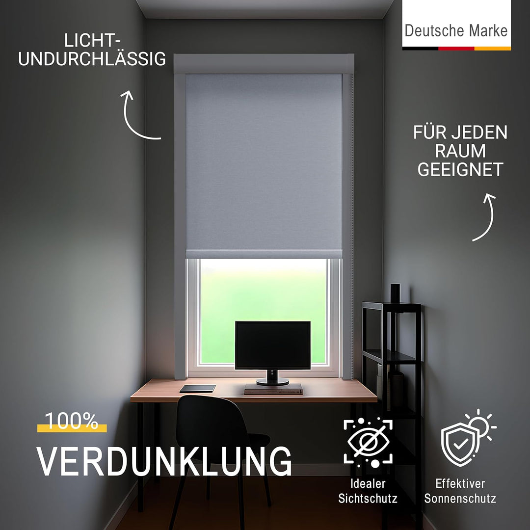 Sol Royal Kassettenrollo mit Führungsschiene SolReflect K24 60x175 cm Weiss - Blackout Thermorollo s