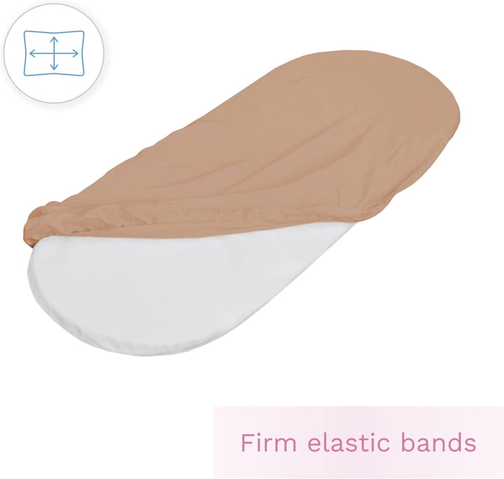 2X Jersey-Spannbettlaken für Babykörbe, oval, 100% Baumwolle (Haselnuss) Haselnussbraun Moses basket
