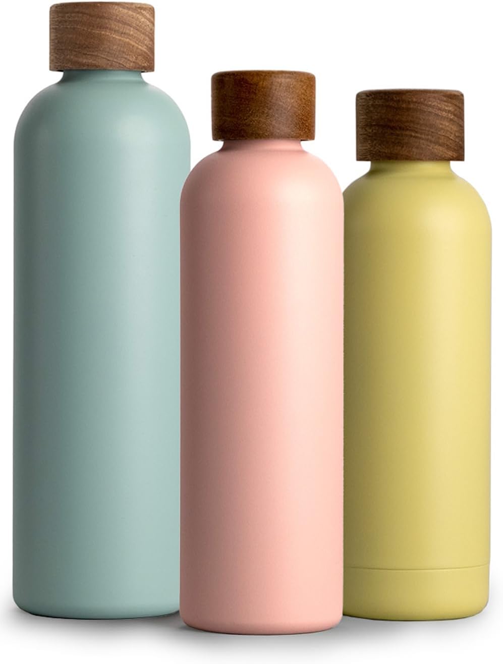 T&N Edelstahl Trinkflasche 750ml, Thermosflasche 0.75l mit Akazienholz Deckel, Isolierte Wasserflasc