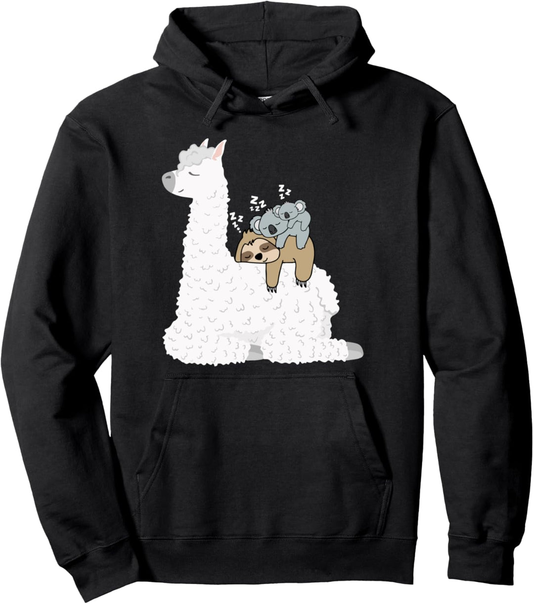 Faultier Koala Mama & Koala Baby Reiten faul Lama Alpaka Pullover Hoodie