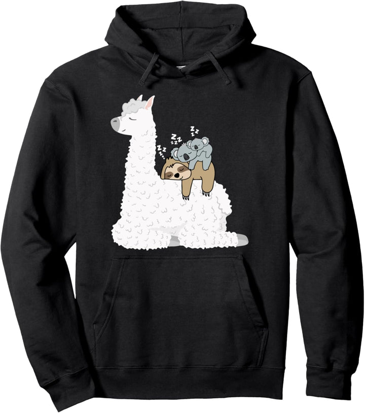 Faultier Koala Mama & Koala Baby Reiten faul Lama Alpaka Pullover Hoodie